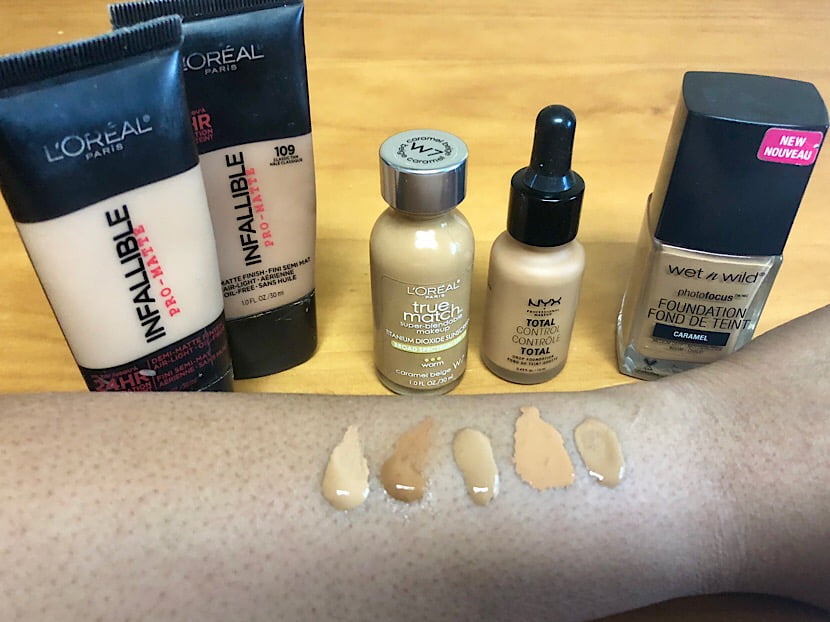 foundation swatches oily